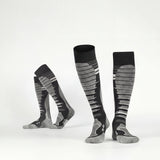 Sosete Schi/Snowboard Premium Lână Merinos. Compresie Gradată, Amortizare Șocuri, Anti-Miros. gei/negru.Marime L (39 - 43)