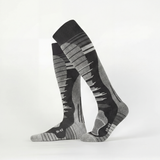 Sosete Schi/Snowboard Premium Lână Merinos. Compresie Gradată, Amortizare Șocuri, Anti-Miros. gei/negru.Marime L (39 - 43)