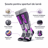 Sosete Ski hikerjoy Femei SNOW – Termice, Ranforsate, Gri/Roz Neon, Marime M