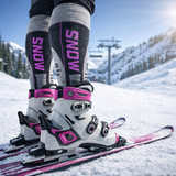 Sosete Ski hikerjoy Femei SNOW – Termice, Ranforsate, Gri/Roz Neon, Marime M