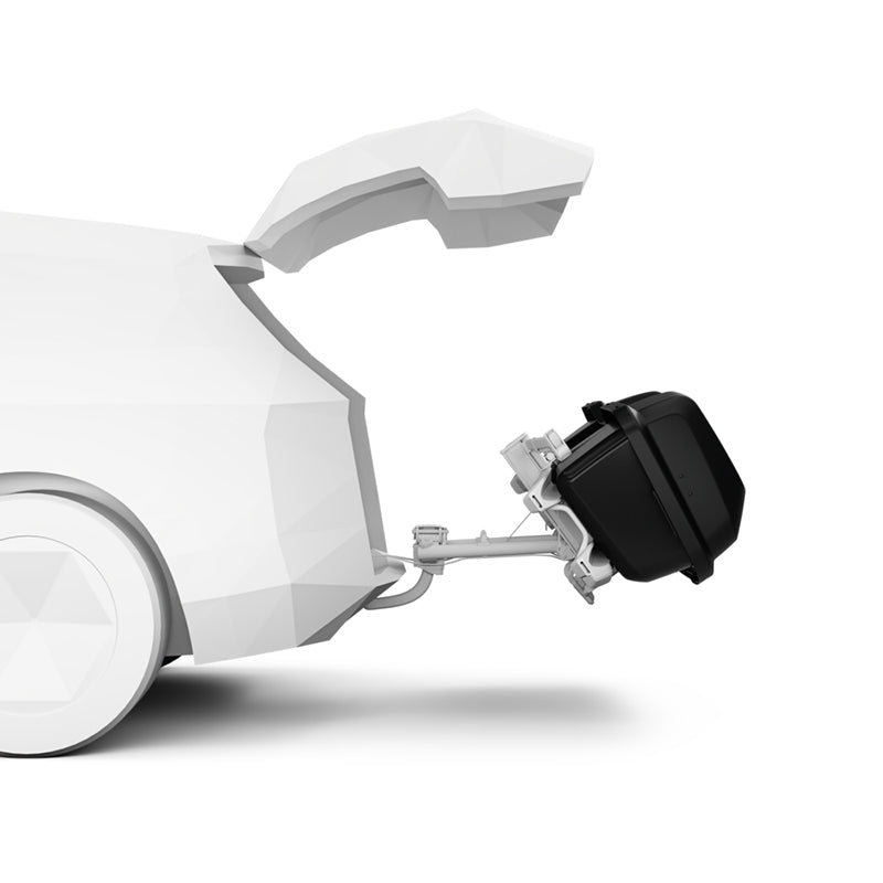 Cutie portbagaj Thule Santu cu fixare pe suporturi de bicicleta cu prindere pe carligul de remorcare