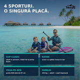 Utilizări placă SUP Aurora Borealis albastru-mov: SUP clasic, kayak cu scaun inclus, yoga pe apă, ieșiri în familie