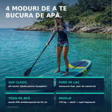 Utilizări placă SUP Azure: SUP clasic, ture pe lac, yoga pe apă, familie — capacitate 170 kg
