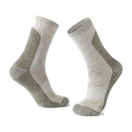 Șosete hiking hikerjoy cu 74,4% lână merinos, bej cu verde army, mărimea XL (44–47)